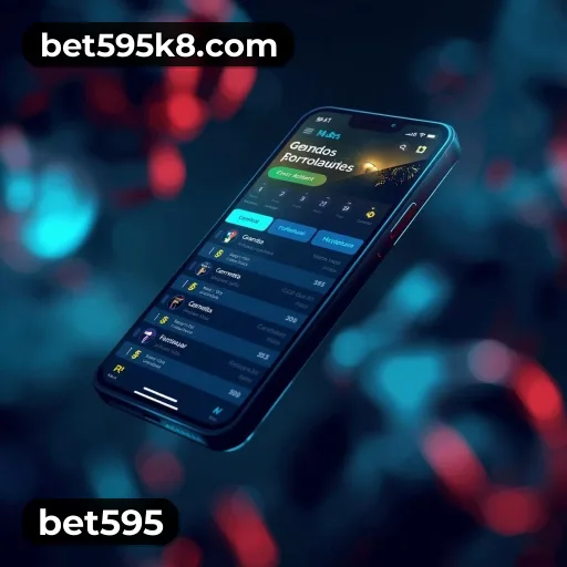 App bet595 para iOS e Android — interface mobile, login biométrico e PIX integrado